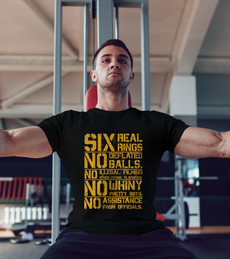 Pittsburgh Steelers Six Real Rings No Deflated Balls No Illegal Filming No Shinny Mystery Substances T-Shirt