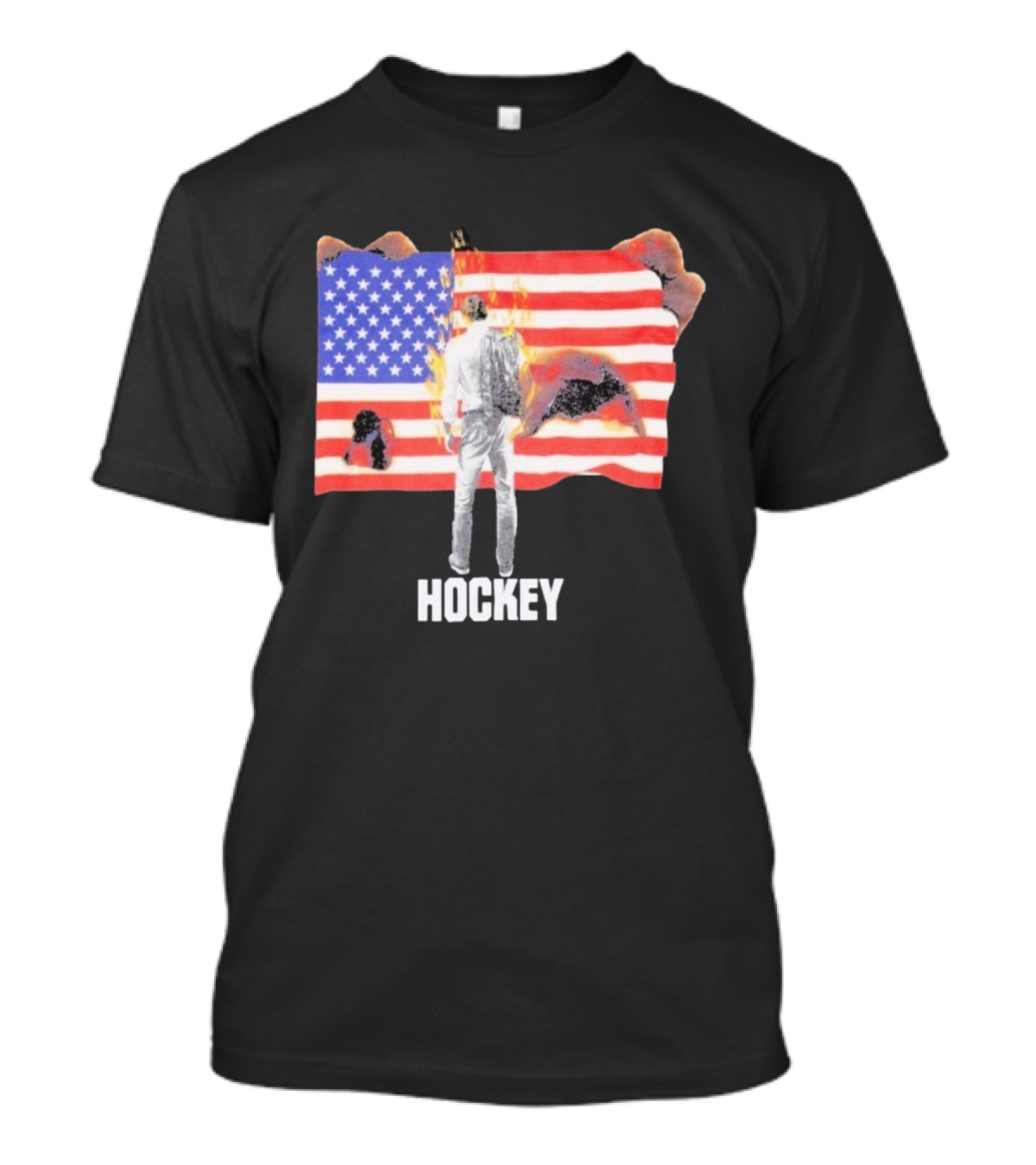 510 Skateboarding Hockey American Flag Burning Man Nobody T-Shirt