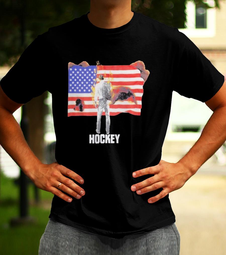 510 Skateboarding Hockey American Flag Burning Man Nobody T-Shirt