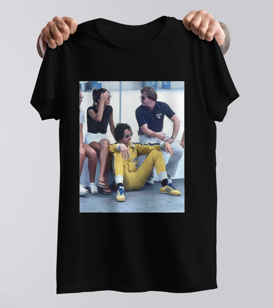 NASCAR Winston Cup Series Retro Dale Earnhardt Pit Road Style Yellow Jumpsuit With Adidas Sneakers T-Shirt