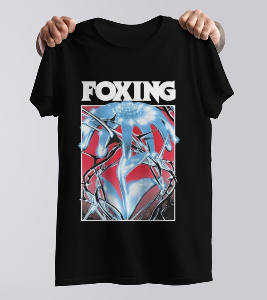 Foxing Chrome Bloom Metallic Floral Art T-Shirt
