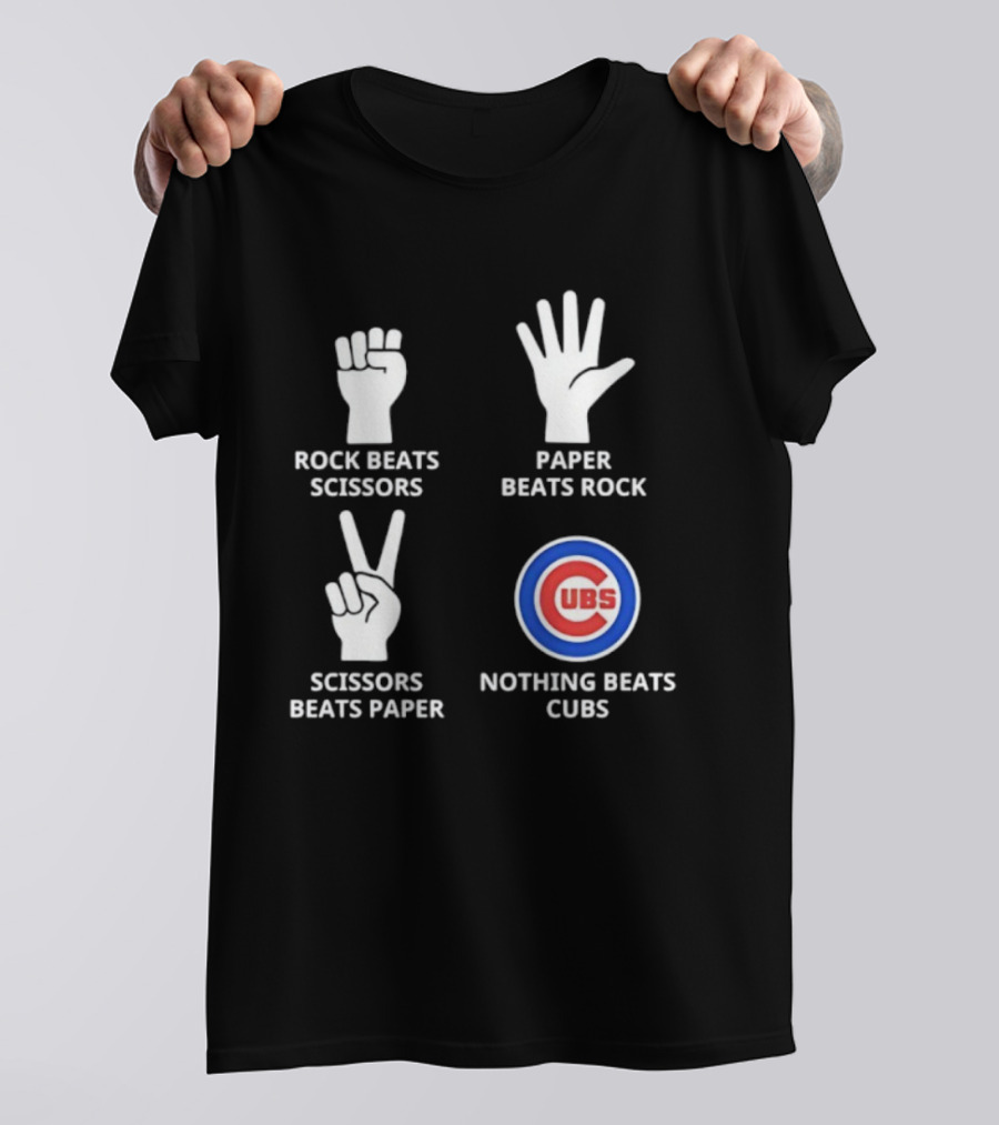 Chicago Cubs Rock Paper Scissors Nothing Beats Cubs T-Shirt