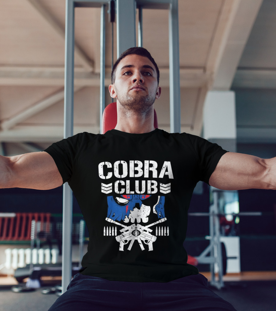 Cobra Club Skull Crossed Guns Bullet Chevrons Bold Design T-Shirt