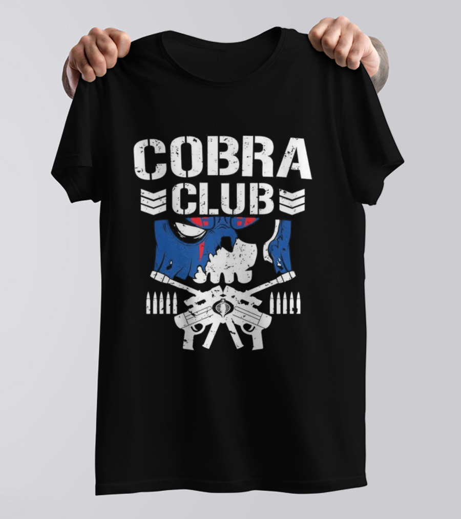 Cobra Club Skull Crossed Guns Bullet Chevrons Bold Design T-Shirt