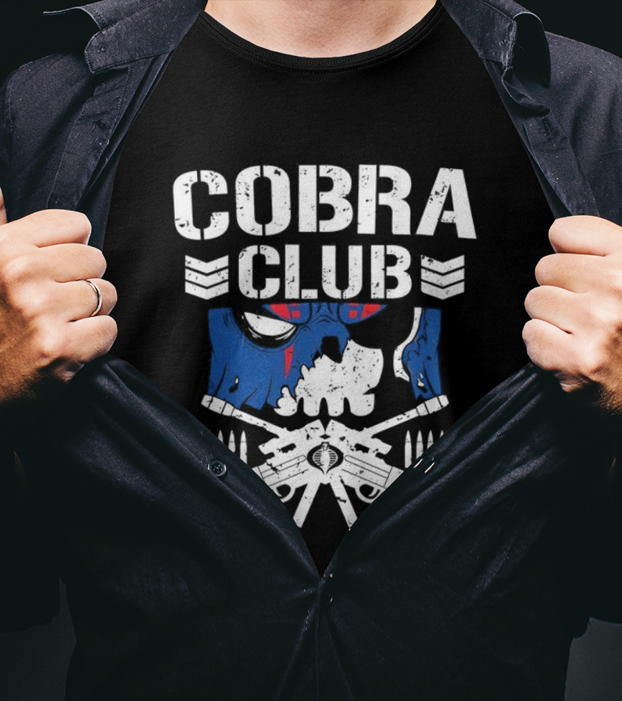 Cobra Club Skull Crossed Guns Bullet Chevrons Bold Design T-Shirt