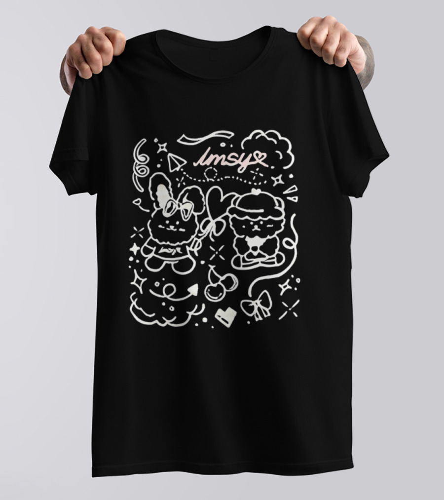 Imsy Teddy And Bunny Cute Doodle Style T-Shirt
