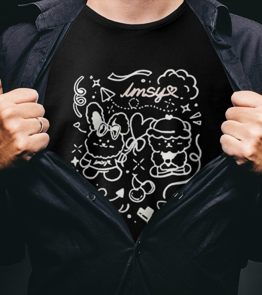 Imsy Teddy And Bunny Cute Doodle Style T-Shirt