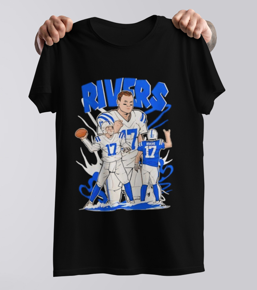 Philip Rivers 17 Indianapolis Colts Cartoon Football Player Art T-Shirt