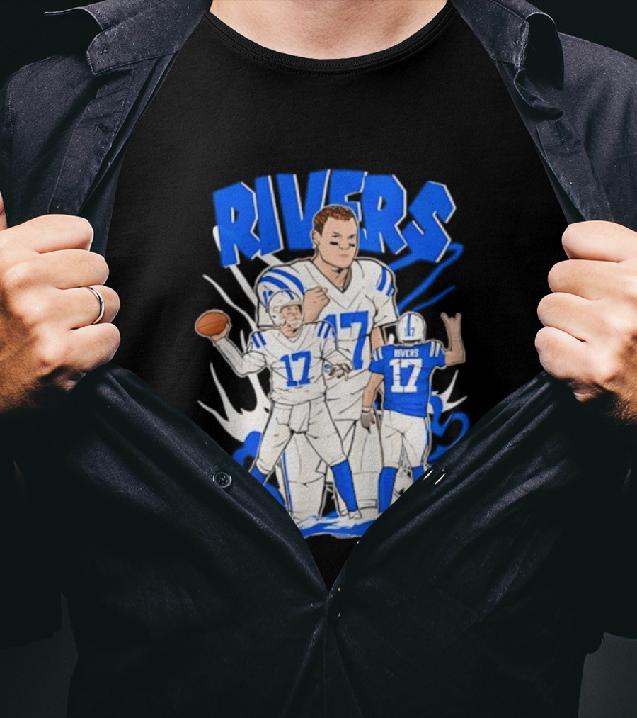 Philip Rivers 17 Indianapolis Colts Cartoon Football Player Art T-Shirt