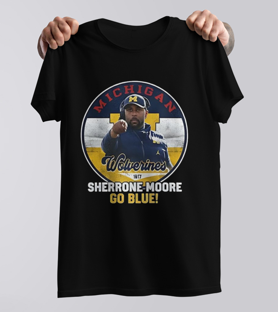 Michigan Wolverines Sherrone Moore Go Blue Coach 1917 T-Shirt
