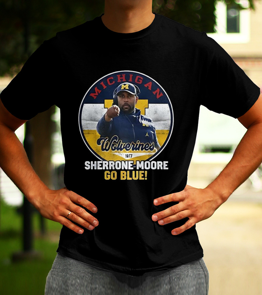 Michigan Wolverines Sherrone Moore Go Blue Coach 1917 T-Shirt