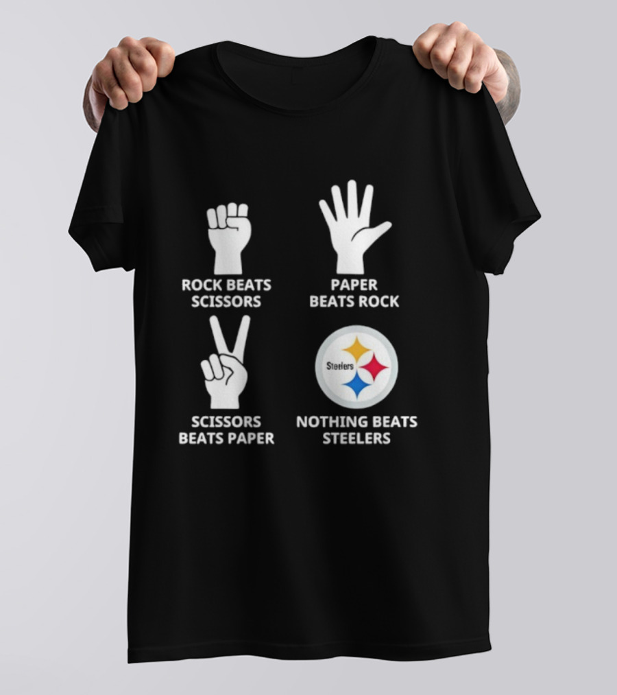 Pittsburgh Steelers Rock Paper Scissors Nothing Beats Steelers Logo T-Shirt