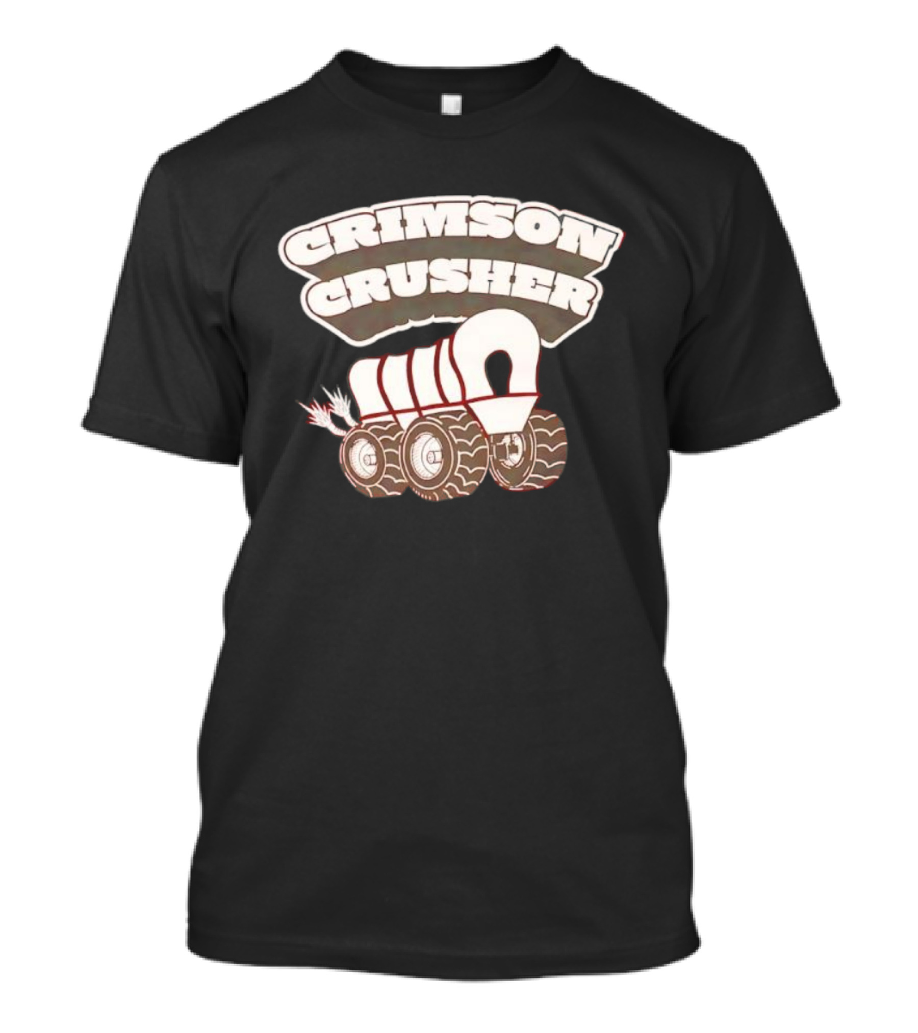 Crimson Crusher Covered Wagon Monster Truck Icon T-Shirt