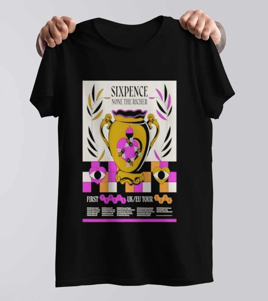 Sixpence None The Richer First Proper UK EU Tour 2026 Eye And Vase Motif T-Shirt