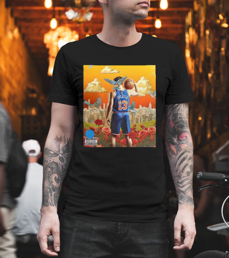 Kreator 13 New York Knicks Basketball City Skyline And Roses T-Shirt