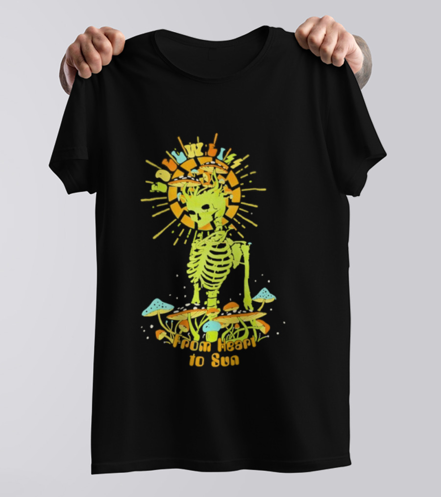 Skeleton Edelweiss From Heart To Sun Mushrooms Sunburst T-Shirt