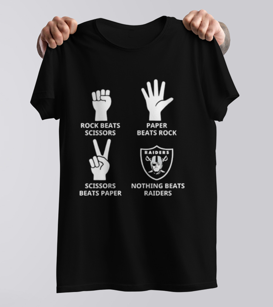 Las Vegas Raiders Nothing Beats Rock Paper Scissors Raiders Logo T-Shirt