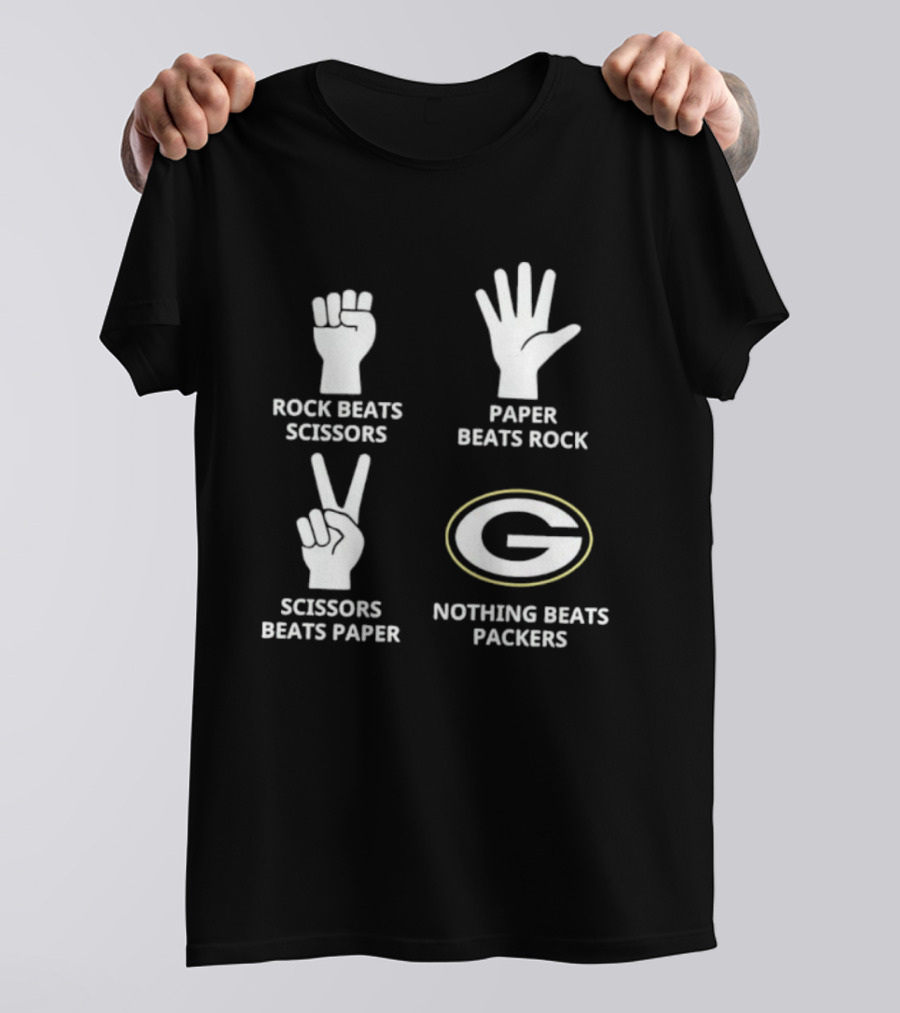 Rock Paper Scissors Nothing Beats Packers T-Shirt