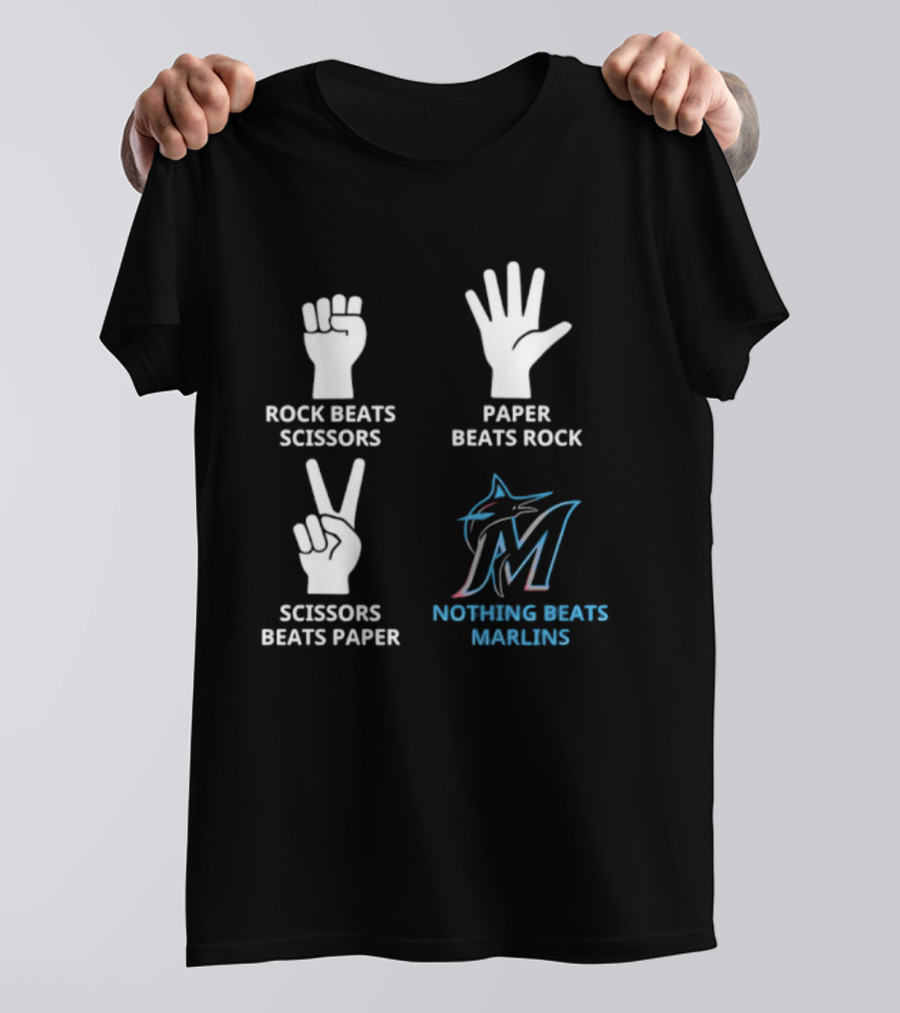 Rock Paper Scissors Marlins Nothing Beats Miami T-Shirt