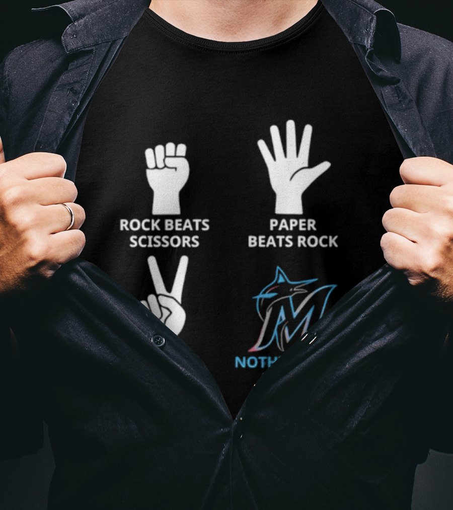 Rock Paper Scissors Marlins Nothing Beats Miami T-Shirt
