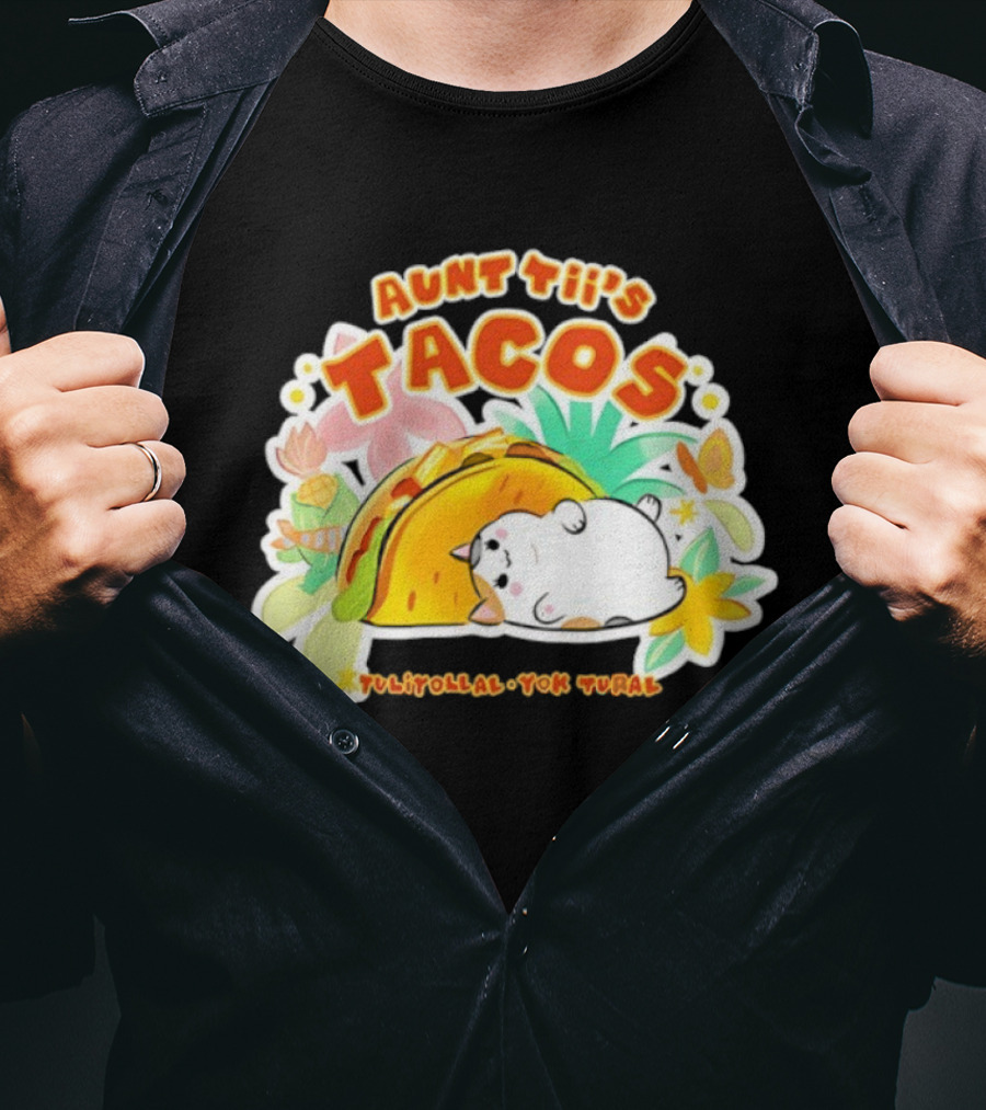 Final Fantasy FFXIV Fan Fest 2026 Aunt Tii’s Tacos Tuliyollal Yok Tural Playful Taco And Floral Design T-Shirt