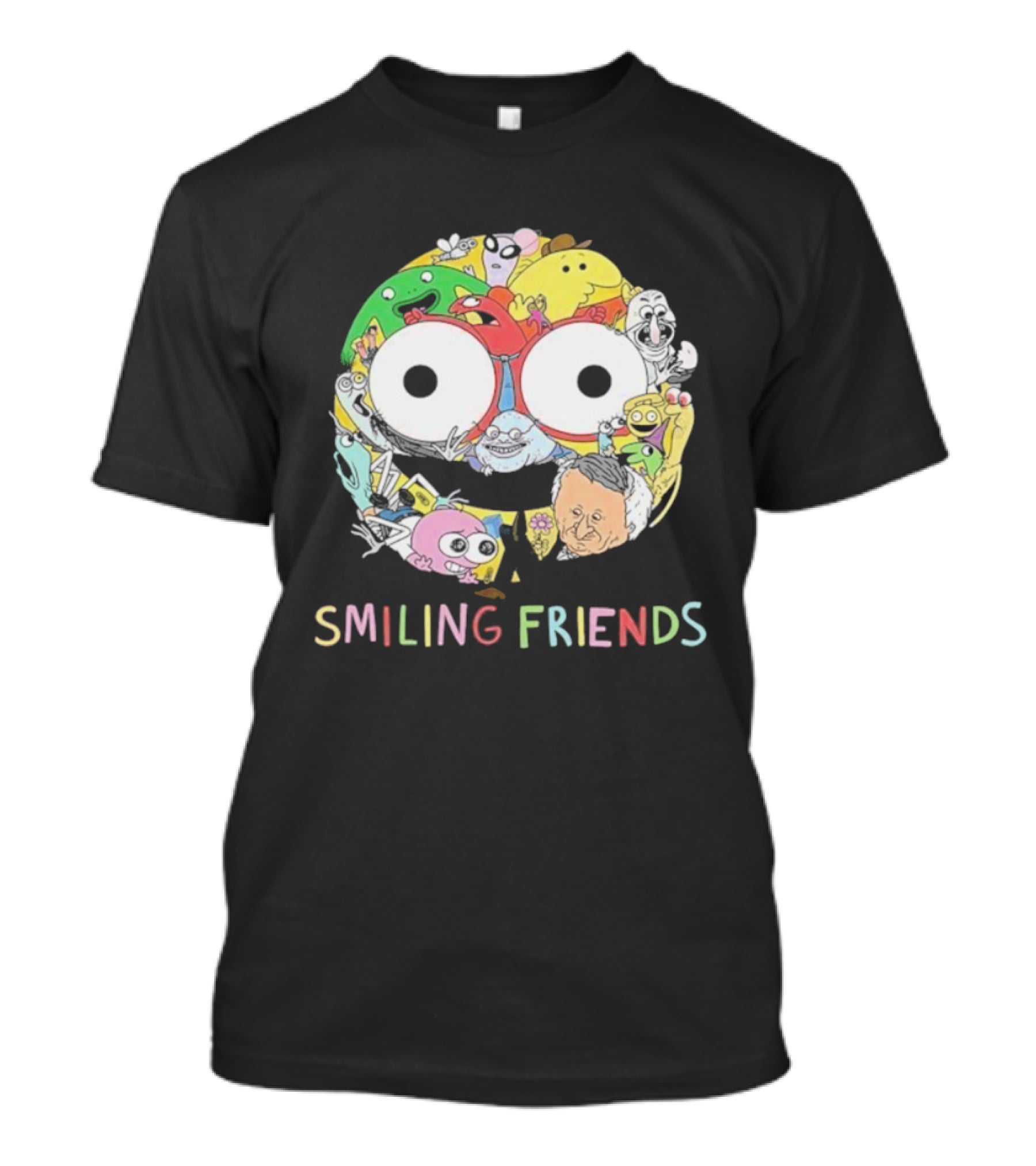 Smiling Friends Colorful Character Collage Faces T-Shirt