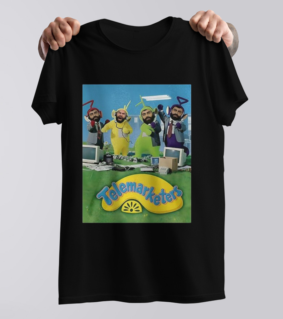 Telemarketers Teletubbies Funny Crossover Mashup T-Shirt