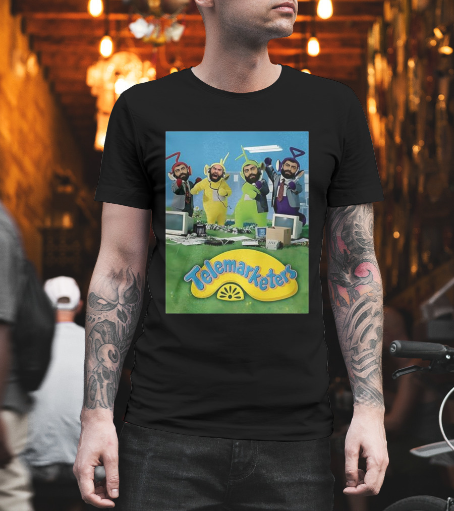 Telemarketers Teletubbies Funny Crossover Mashup T-Shirt