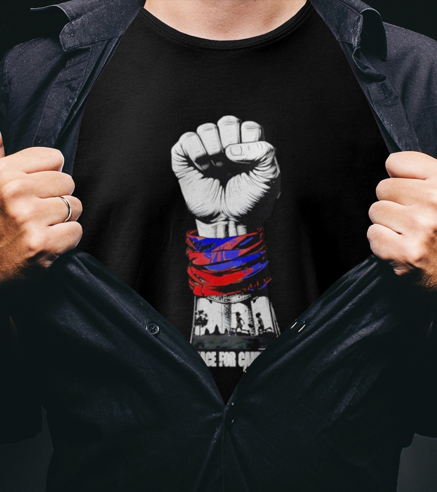 Peace For Cambodia Fist Strong Hand Red Blue Bandana Silhouette T-Shirt
