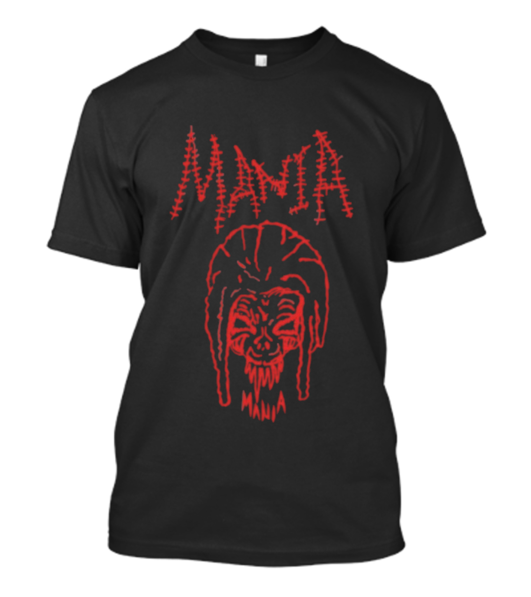 Mania Skull Sofaygo Red Text Design T-Shirt