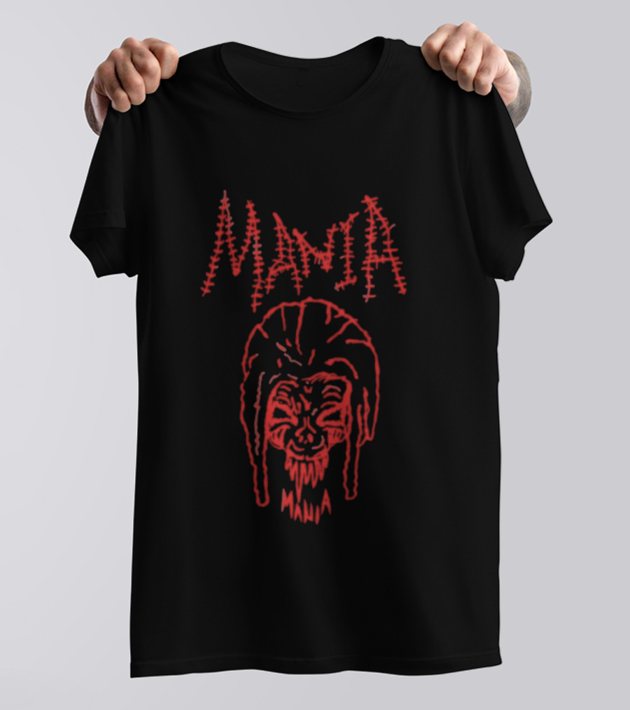 Mania Skull Sofaygo Red Text Design T-Shirt