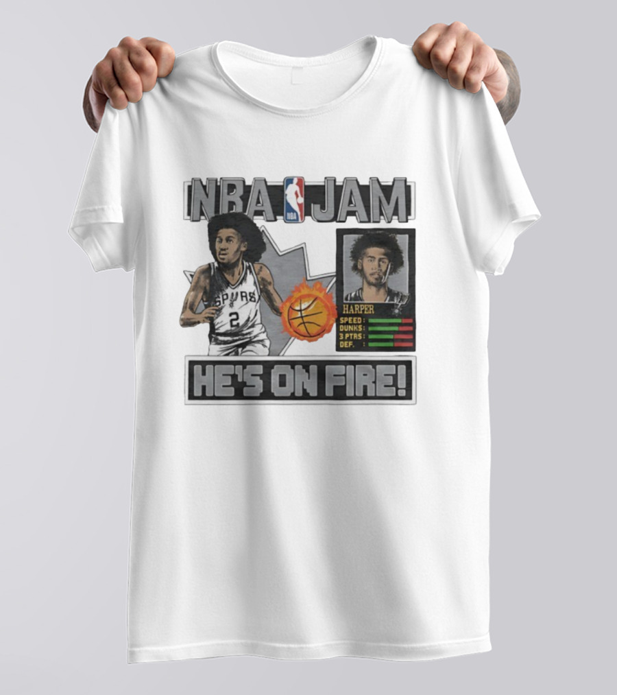NBA Jam Harper San Antonio Spurs He's On Fire Basketball T-Shirt