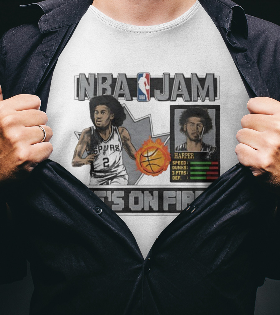 NBA Jam Harper San Antonio Spurs He's On Fire Basketball T-Shirt