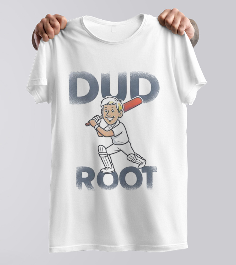 Dud Root Cricket Batting Cartoon Character T-Shirt