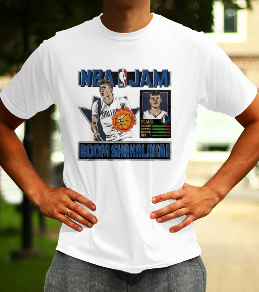 NBA Jam Dallas Mavericks Cooper Flagg Basketball Boom Shakalaka T-Shirt
