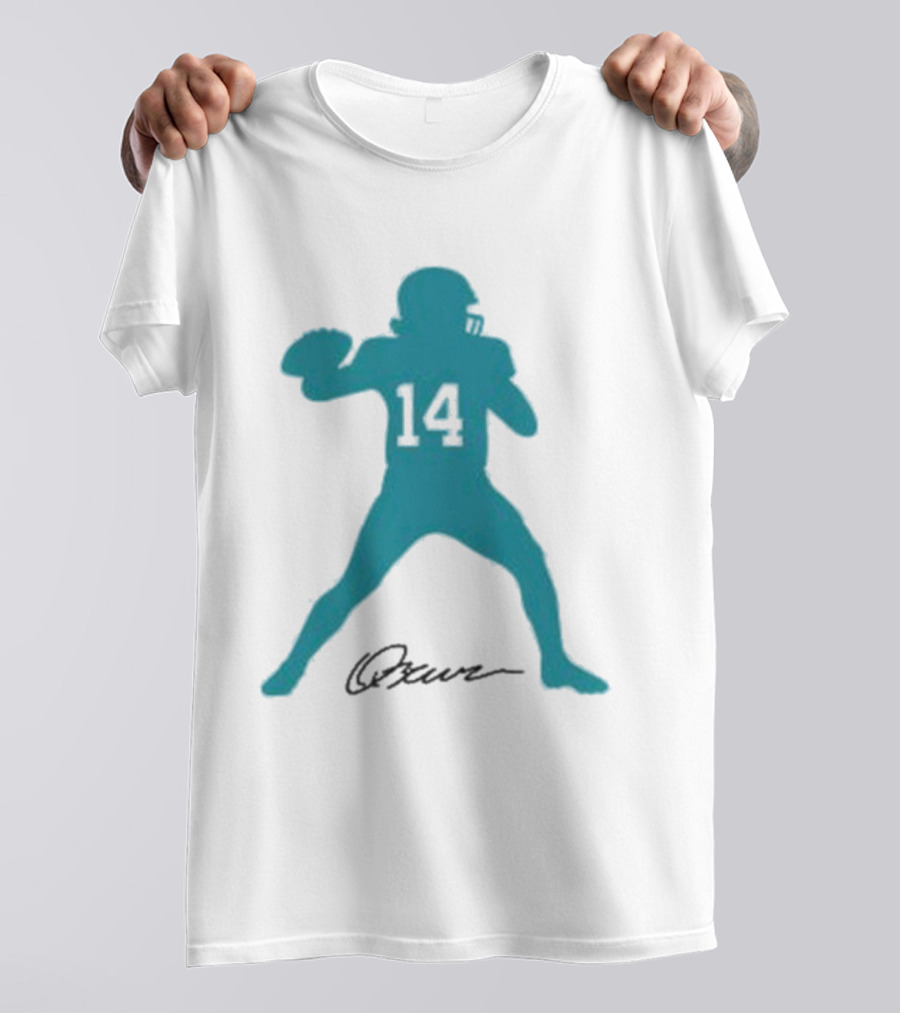 Quinn Ewers Number 14 Football Player Silhouette T-Shirt