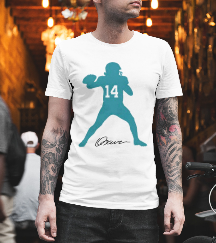 Quinn Ewers Number 14 Football Player Silhouette T-Shirt