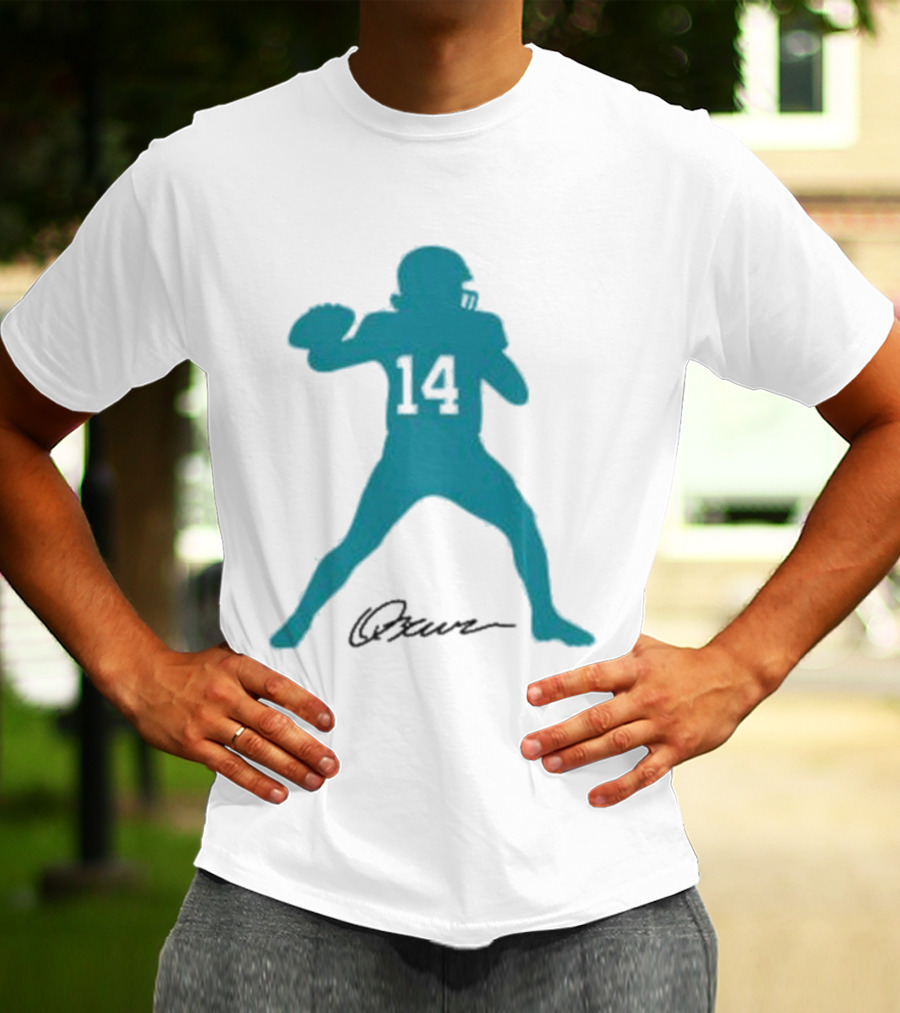 Quinn Ewers Number 14 Football Player Silhouette T-Shirt