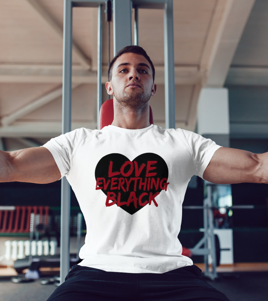 Love Everything Black Heart Bold Statement T-Shirt