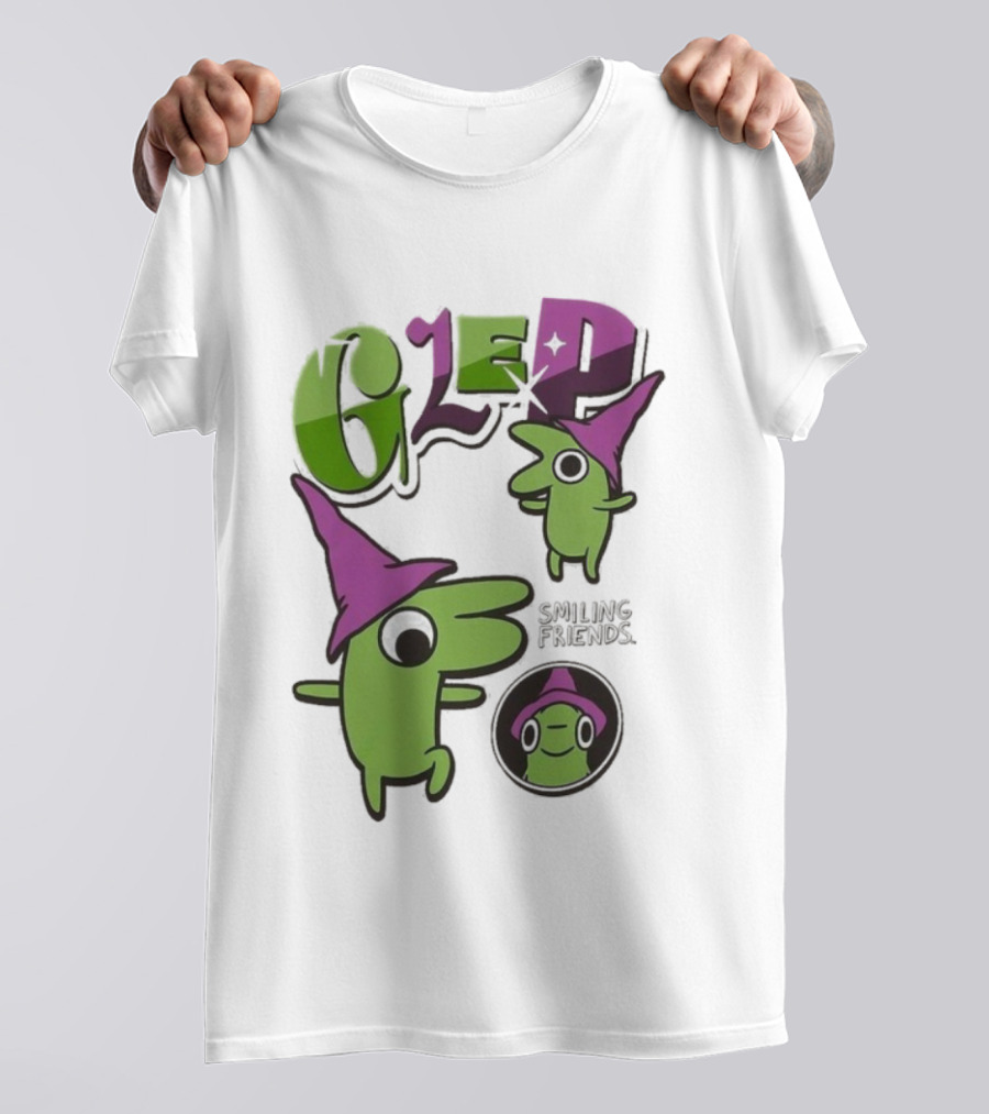 Smiling Friends Glep Green Character With Purple Hat T-Shirt