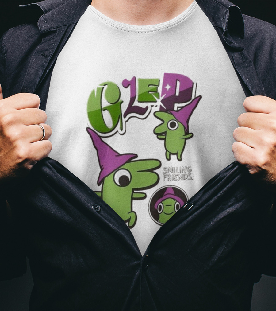 Smiling Friends Glep Green Character With Purple Hat T-Shirt