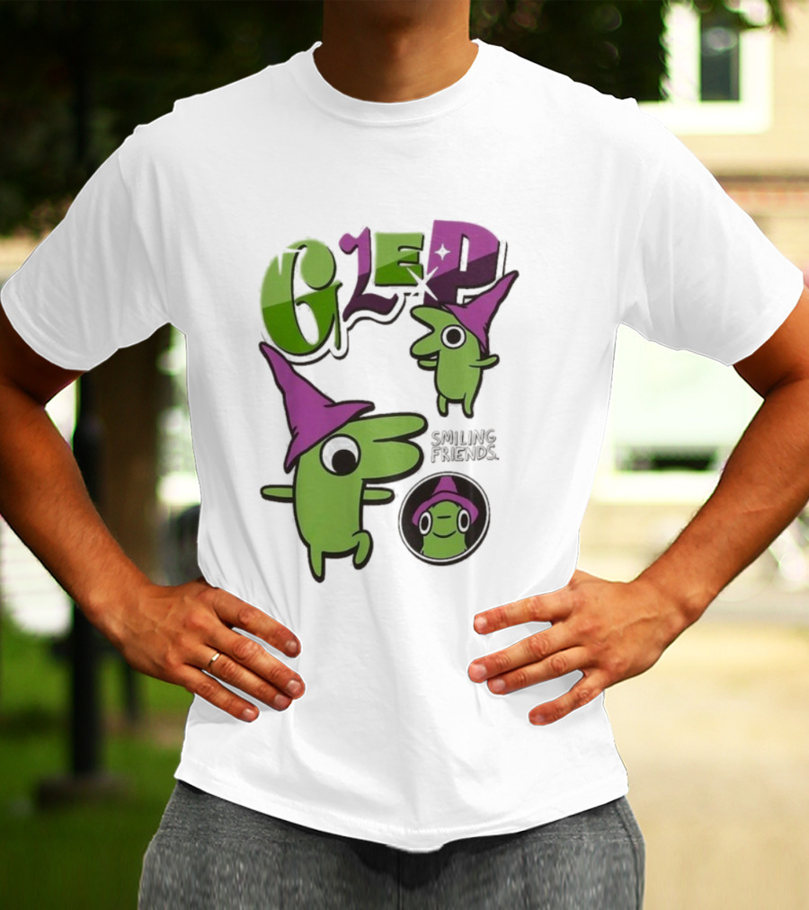 Smiling Friends Glep Green Character With Purple Hat T-Shirt