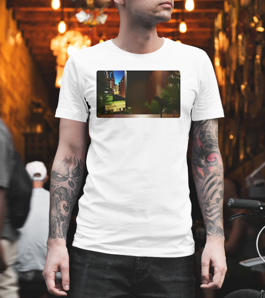 Nick Fuentes Empty Studio Microphone Cityscape Backdrop T-Shirt