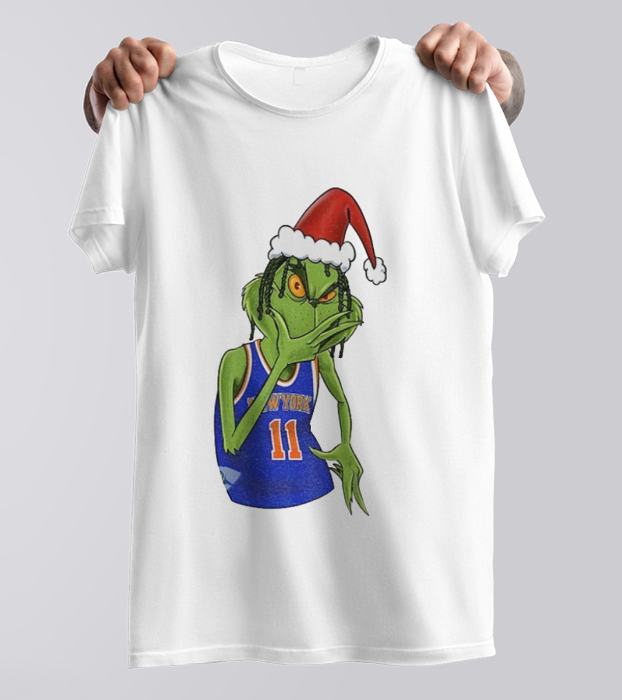 Grinch Santa Jalen Brunson New York Knicks NBA Basketball Christmas T-Shirt
