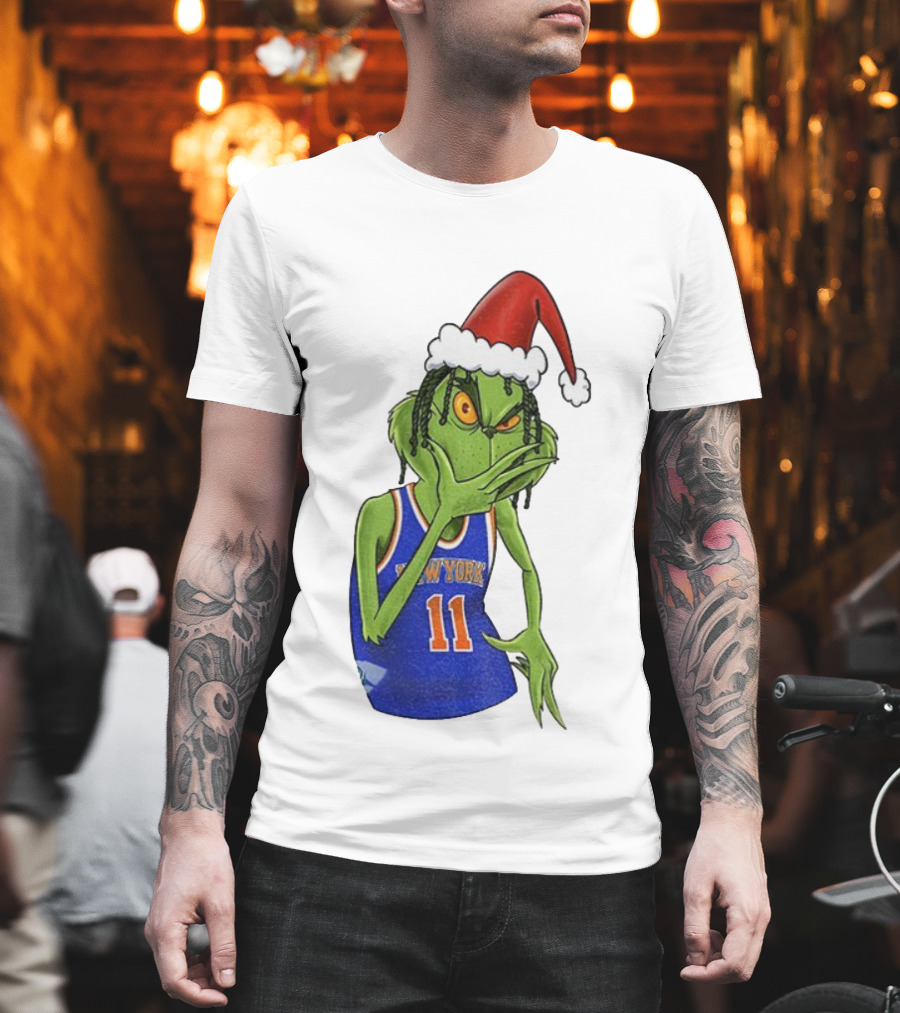 Grinch Santa Jalen Brunson New York Knicks NBA Basketball Christmas T-Shirt
