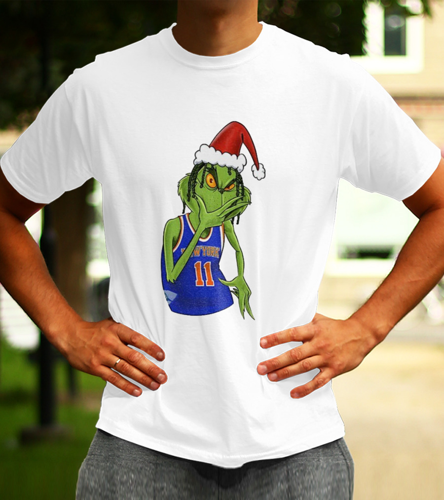 Grinch Santa Jalen Brunson New York Knicks NBA Basketball Christmas T-Shirt