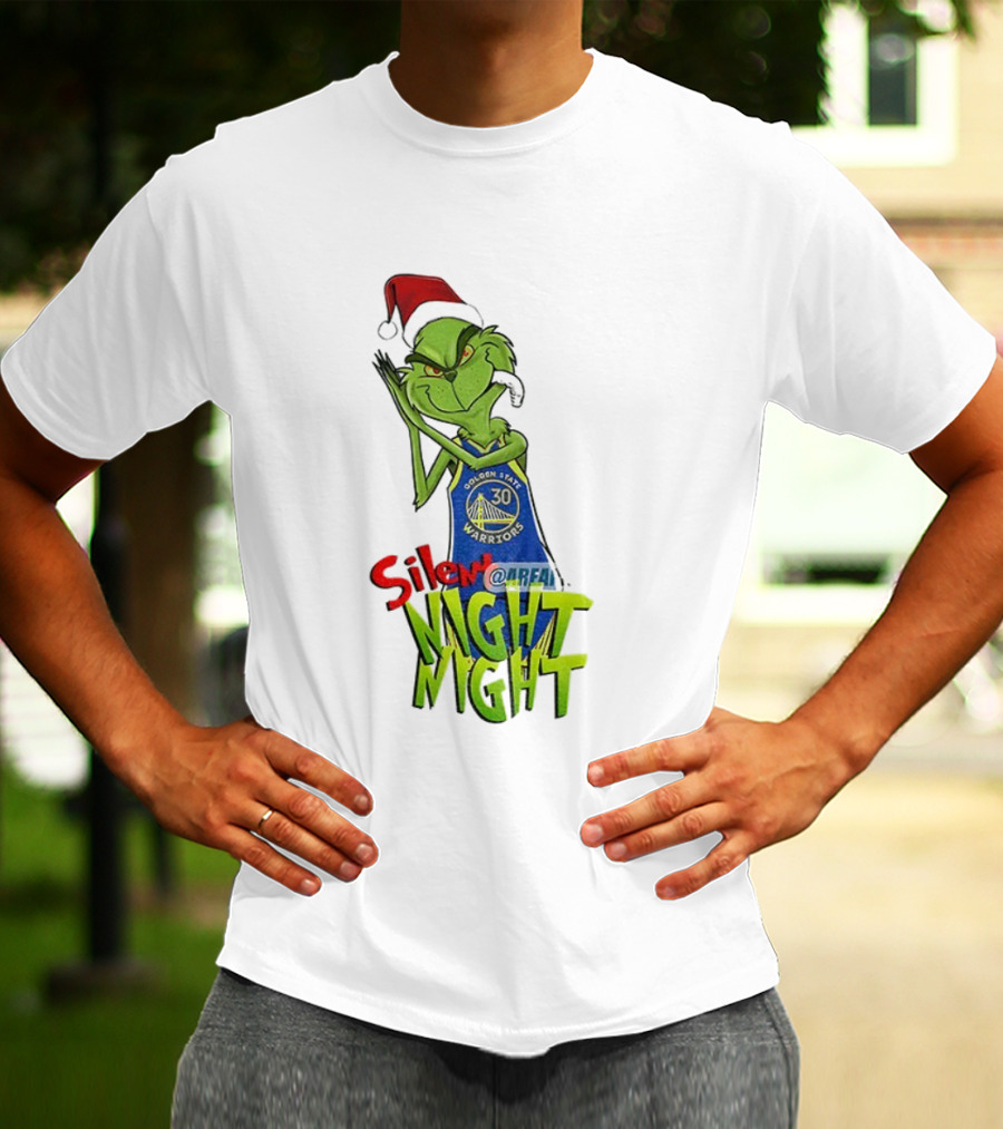 Silent Night Grinch Santa Stephen Curry Golden State Warriors NBA Christmas T-Shirt