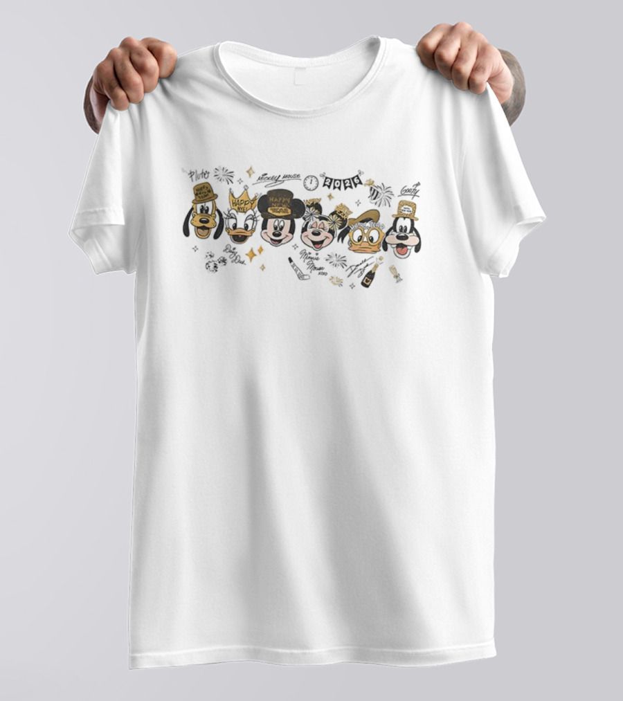 Mickey And Friends Happy New Year Fireworks Celebration 2026 Happiest Kingdom Adventure T-Shirt