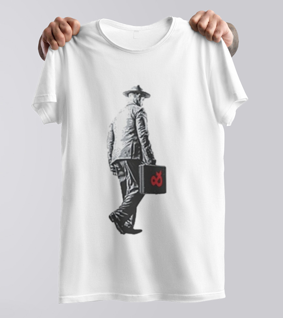 Boy And Bear Walking Man Iconic Walking Figure With Red Briefcase T-Shirt