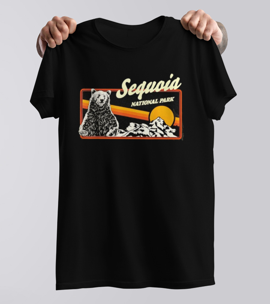Sequoia National Park Bear Sunset Vintage Mountain T-Shirt